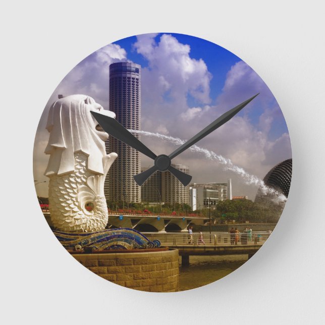 Merlion Singapore Rund Klocka (Framsida)