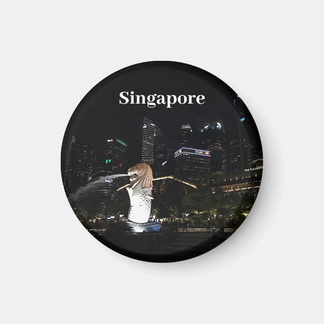 Merlion & Singapore Skyline #1 Magnet (Framsidan)