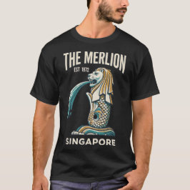 Merlion Singapore Vintage Resemålning Affisch Retr T Shirt