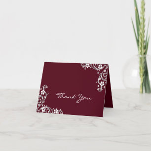 Merlot Blommigt Swirls (tack för ditt kort) Tack Kort