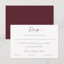 Merlot Bröllop Modern Handwrite-svar