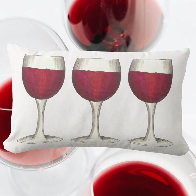 Merlot Cabernet Red Vin Glass Vineyard Lumbarkudde (Red wine glasses pillow)