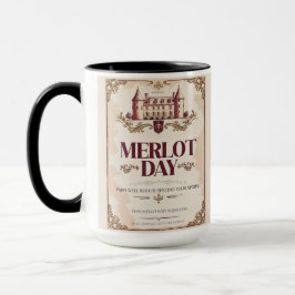 Merlot Day - Giftermål Survival Parody Vin-etikett Mugg