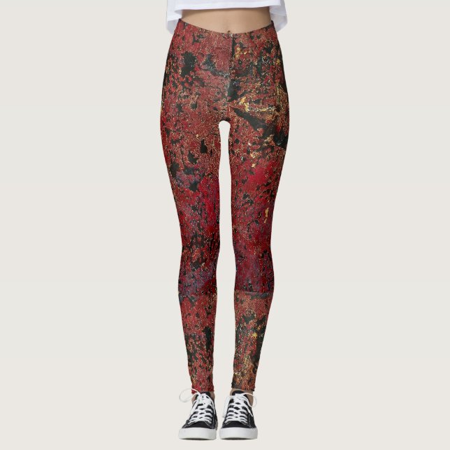 Merlot Guld Luxe Textured Leggings (Framsida)