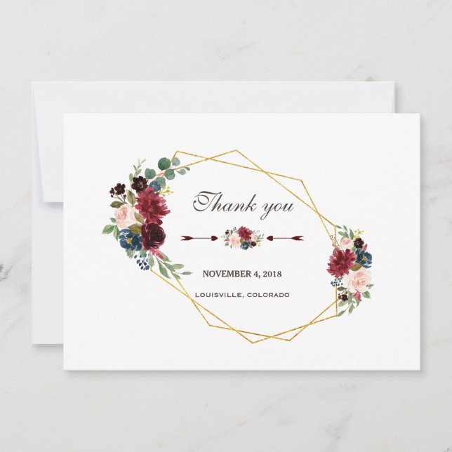 Merlot Marinblå Blommig Guld Ram Tack (Framsida)