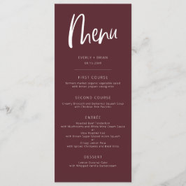 Merlot Modern Minimalist Bröllop Menu Meny