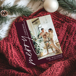 Merlot Red Modern Photo jul Julkort