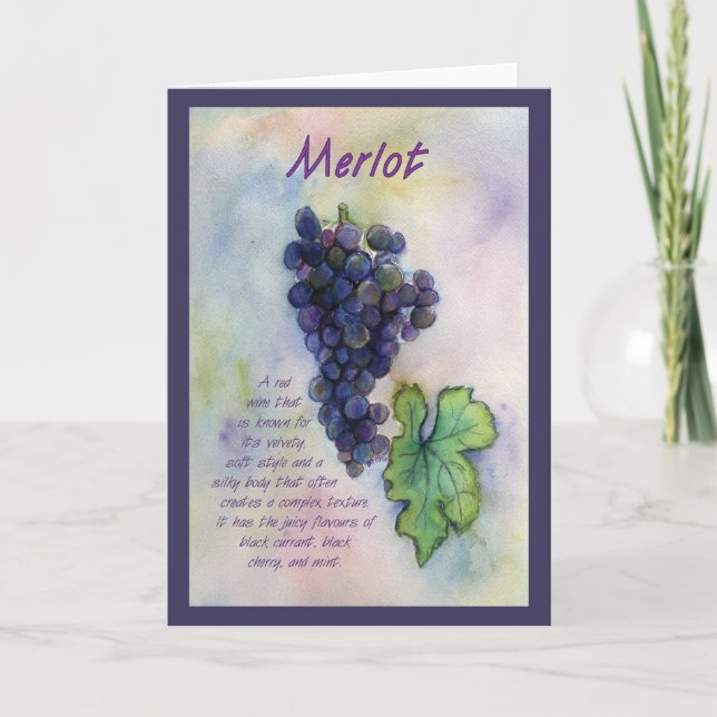 Merlot Vin Art Graphics Hälsning eller Note Card Kort (Framsida)