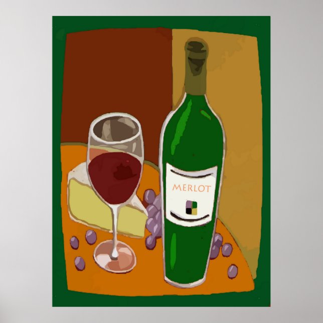 Merlot Vin Flaska Poster (Framsidan)