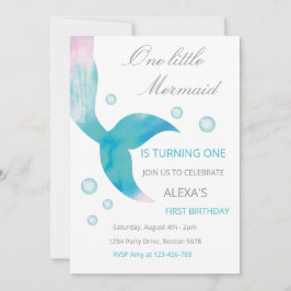 Mermaid 1st Birthday Under The Sea Mermaid Party  Inbjudningar
