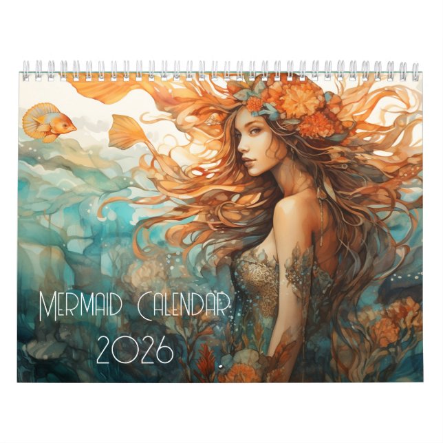 Mermaid 2025 Månadskalender Kalender (Omslag)