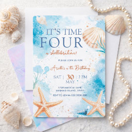 Mermaid 4th Birthday Inbjudningar
