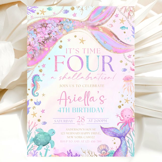 Mermaid 4Th Birthday Invitation Inbjudningar (Skapare uppladdad)
