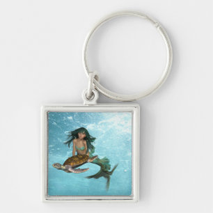 mermaid-55.jpg fyrkantig silverfärgad nyckelring