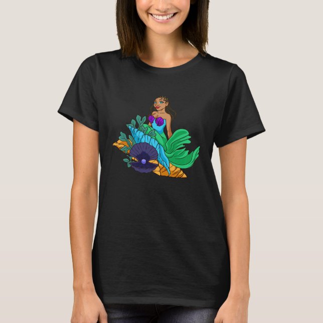 Mermaid African American With Braids Cute Gift For T Shirt (Framsida)