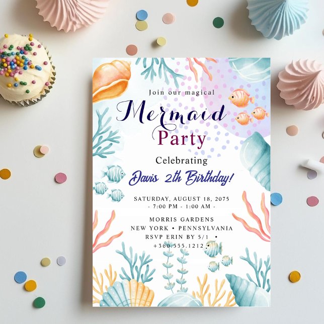 Mermaid Birthday Bash Inbjudningar (Skapare uppladdad)