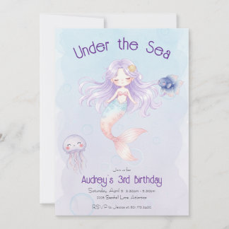 Mermaid Birthday Invitation Inbjudningar