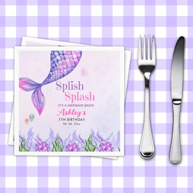 Mermaid Birthday Party Napkins for Girls Pappersservett (Skapare uppladdad)