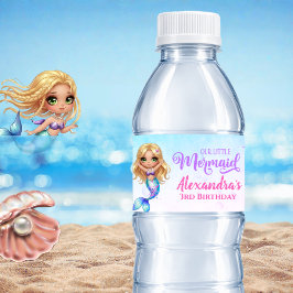 Mermaid Birthday Party - Under the Sea Splish Vattenflaskor Etikett