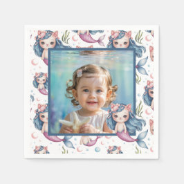 Mermaid Birthday Photo Personalized Pappersservett