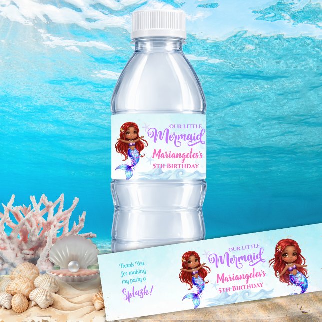 Mermaid Birthday - Under the sea Vattenflaskor Etikett (Skapare uppladdad)