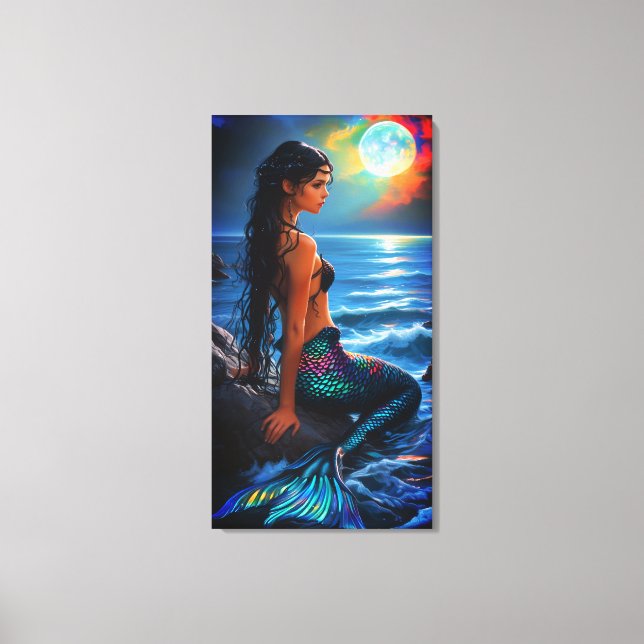 Mermaid by the Sea Canvas Wall Art (Framsida)
