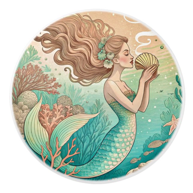 Mermaid ceramic drawer knobs knopp (Framsidan)