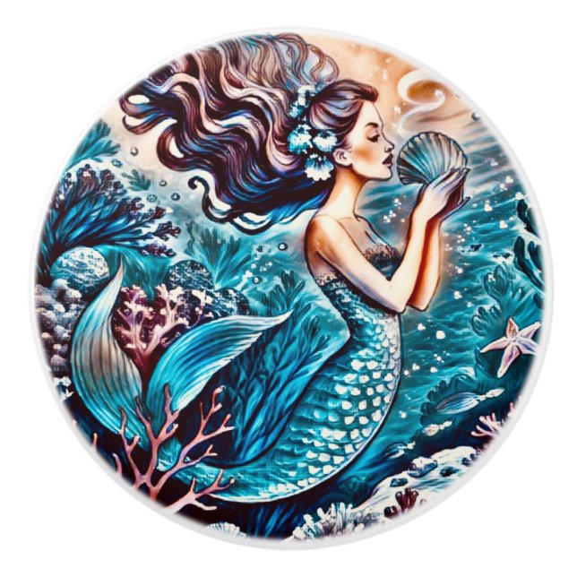 Mermaid ceramic drawer knobs knopp (Framsidan)