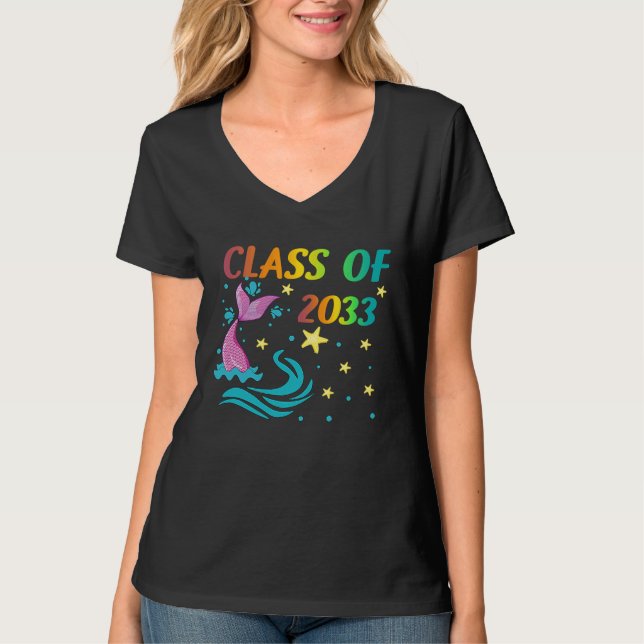 Mermaid Class Of 2033 Grow With Me First Day Of Ki T Shirt (Framsida)