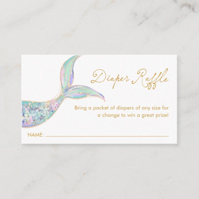 Mermaid Diaper Raffle Ticket Enclosure Card Tilläggskort (Framsida)