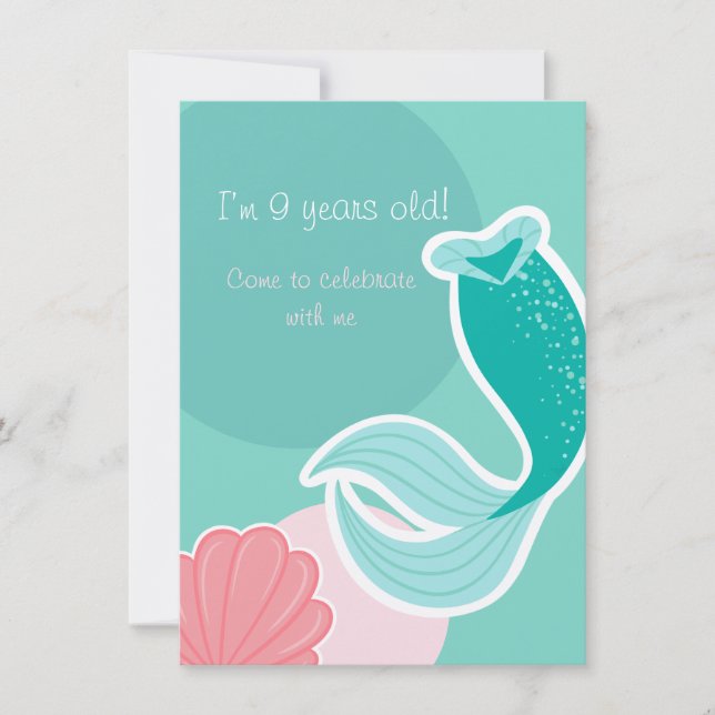 Mermaid dreams birthday invitation inbjudningar (Framsida)