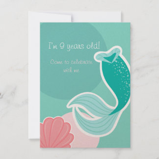 Mermaid dreams birthday invitation inbjudningar