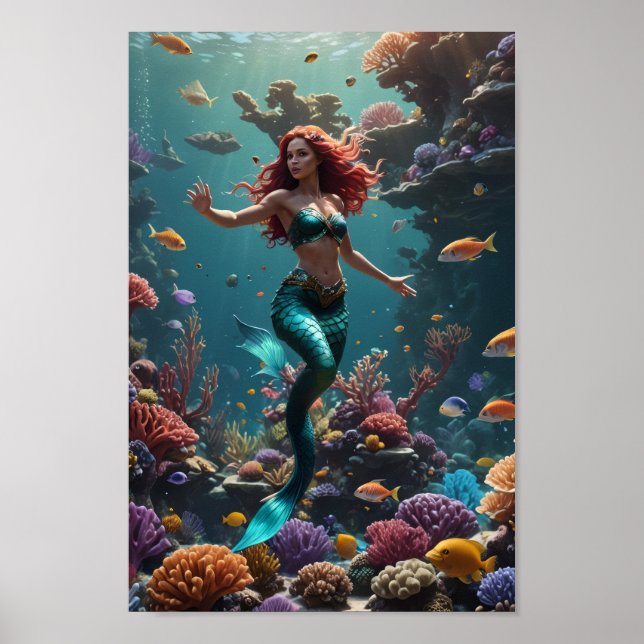 Mermaid enjoying the reef poster (Framsidan)