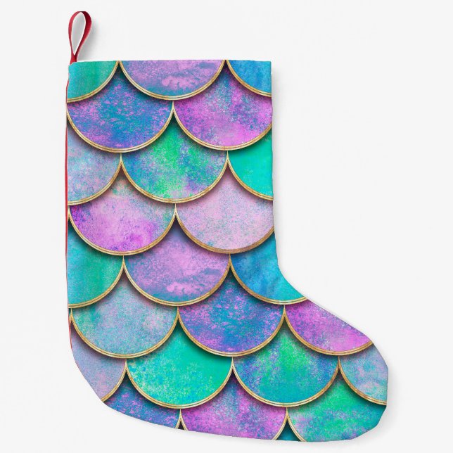 Mermaid fish scale wave japanese seamless pattern. liten julstrumpa (Framsidan)