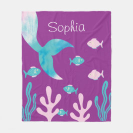 Mermaid Fish Under the Sea Pastel Purple Girls  Fleecefilt