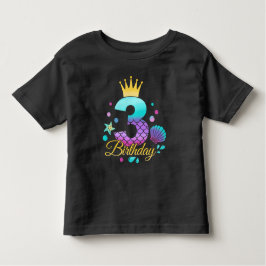 Mermaid födelsedag 3-års födelsedag  t shirt