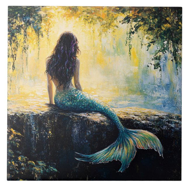 Mermaid in the Cove Painting Kakelplatta (Framsidan)