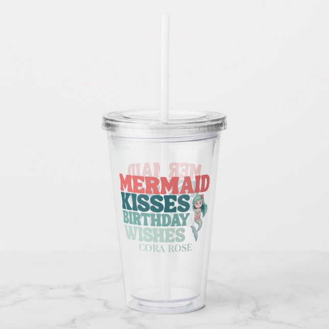 Mermaid Kisses Birthday Wishes Girls  Take Away Mugg (Framsida)