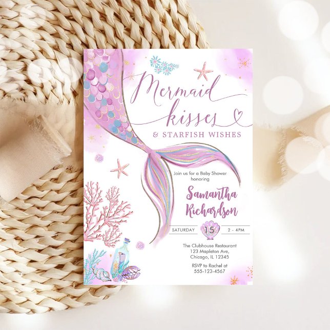 Mermaid Kisses Under the Sea Baby Shower Inbjudningar (Skapare uppladdad)