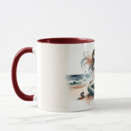 Mermaid Lighthouse Coastal Watercolor Scene Mugg