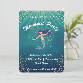 Mermaid Magic Birthday Invite Inbjudningar
