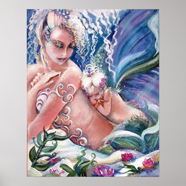 Mermaid Mother & Child Print Poster (Framsidan)