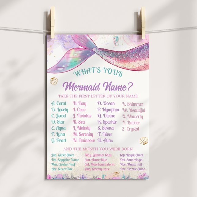 Mermaid Name Game Pastel Ocean Girl Poster (Skapare uppladdad)