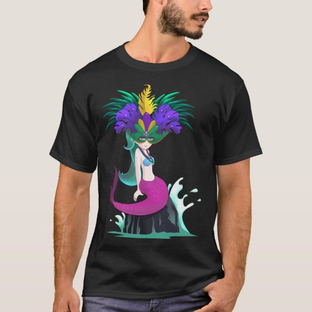 Mermaid New Orleans Mardi Gras Parade Celebration T Shirt (Framsida)