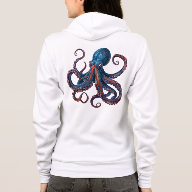 Mermaid Octopus Hoodie - Custom Monogram Zip Gift  T Shirt (Baksida)