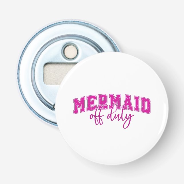 Mermaid Off Duty Pink and White Flasköppnare (Framsidan)