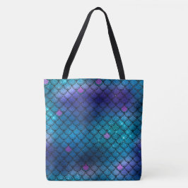 Mermaid Pattern Tote Bag - Customizable Beach Bag Tygkasse