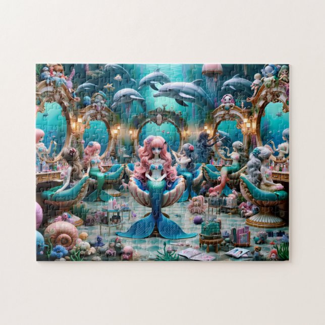 Mermaid Salon Day Undersea Elegance Ocean Gift Pussel (Horisontell)