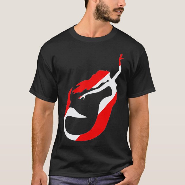 Mermaid Scuba Diving Flag  Scuba Diving Flag  T Shirt (Framsida)