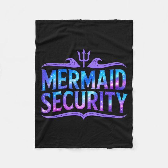 Mermaid Security Funny Dad Father Daughter Birthda Fleecefilt (Framsidan)